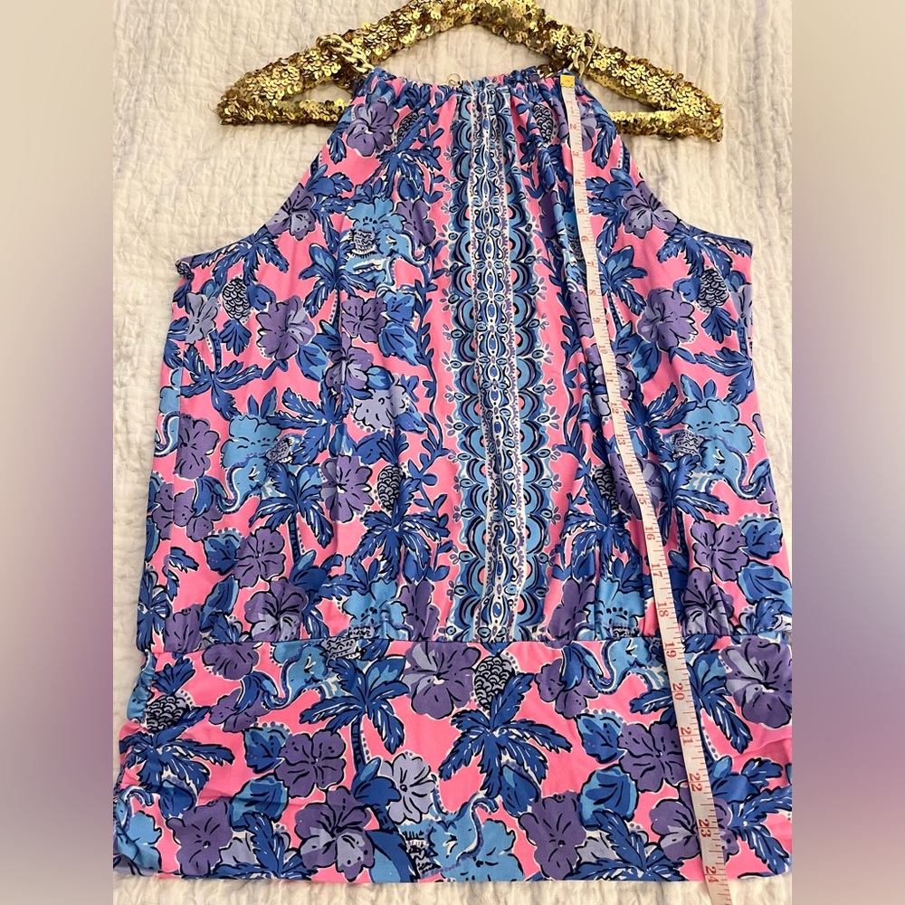 Lilly Pulitzer Bowen Halter Top Pink Palm Paradise Engineer - Picture 7 of 9